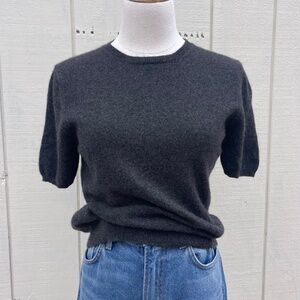 Lord & Taylor Charcoal Grey Short Sleeve Cashmere Sweater Size Medium